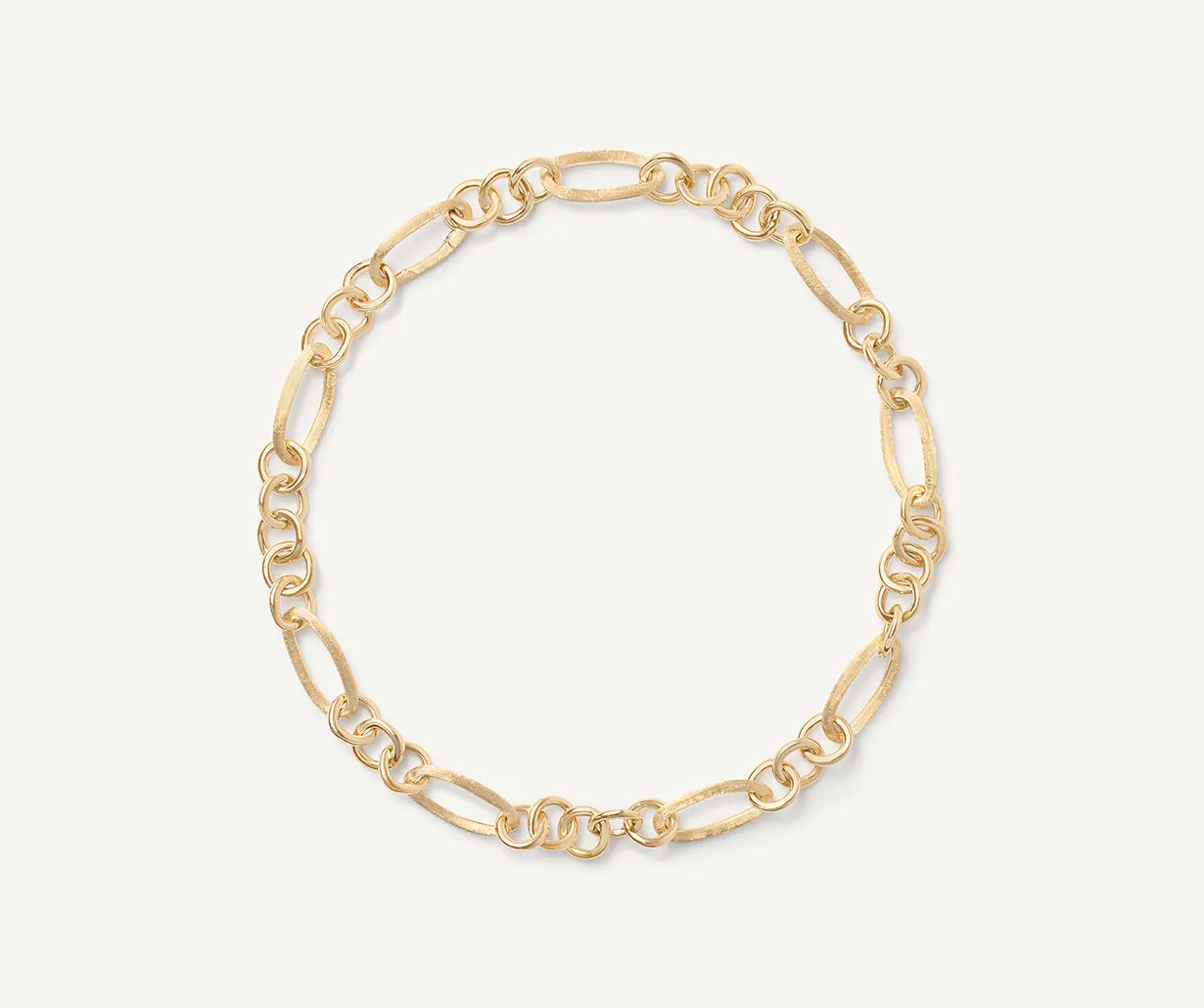 18K Yellow Gold Engraved & Polished Link Necklace