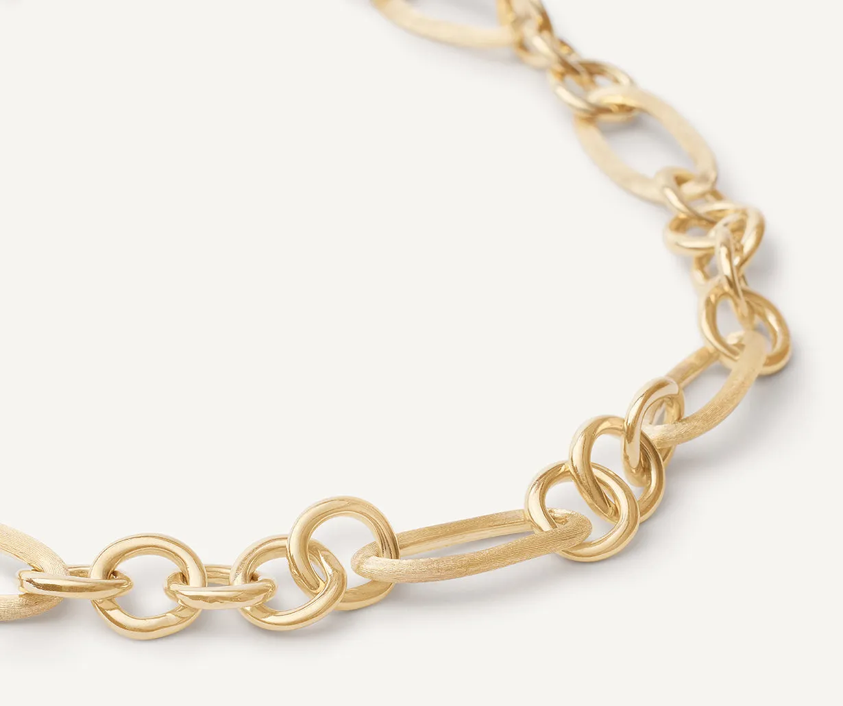 18K Yellow Gold Engraved & Polished Link Necklace