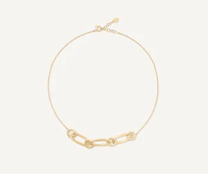 18K Yellow Gold Mixed Link Half Collar Necklace