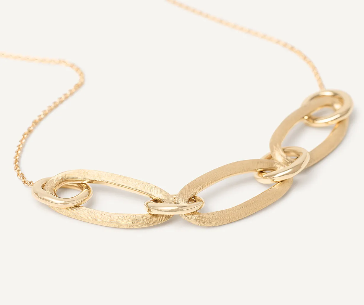 18K Yellow Gold Mixed Link Half Collar Necklace