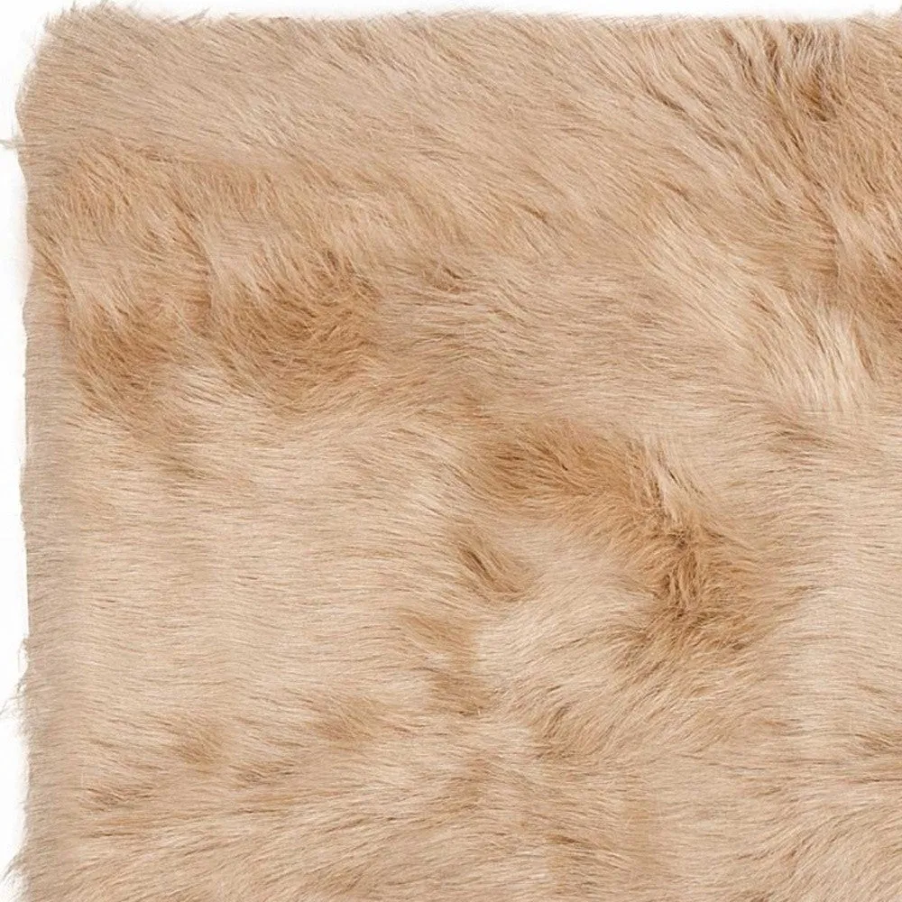 2' X 3' Tan Faux Fur Rectangular Area Rug