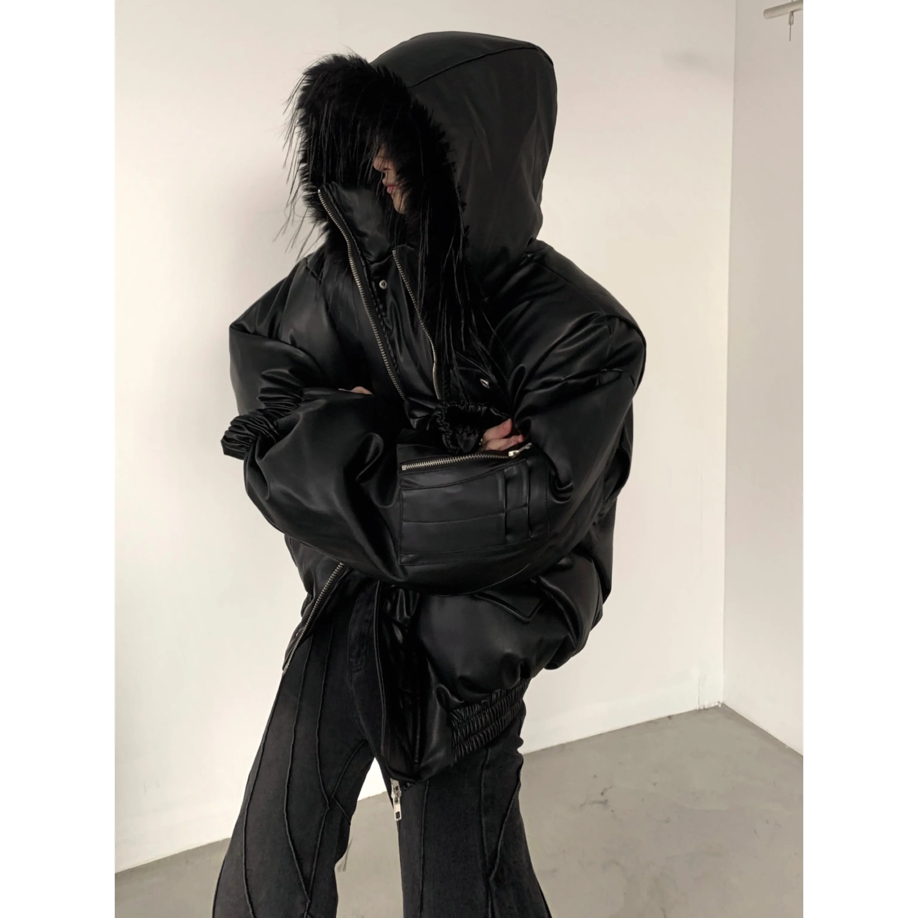 【23s December.】Big Fur Collar Hooded Niche Design Cotton Jacket