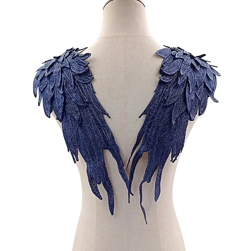 2pcs in Set Embroidery Angel Wing Collar Patch For Wedding & Party Gown Dress