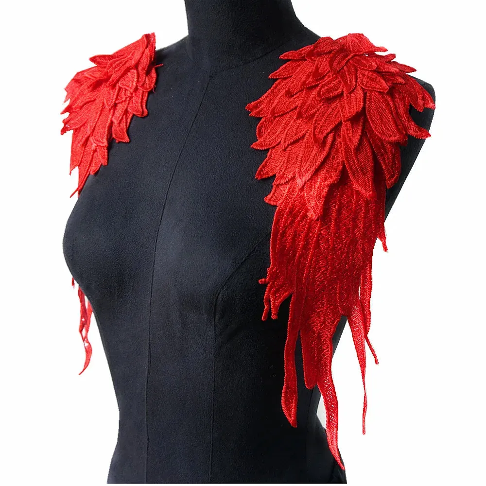 2pcs in Set Embroidery Angel Wing Collar Patch For Wedding & Party Gown Dress