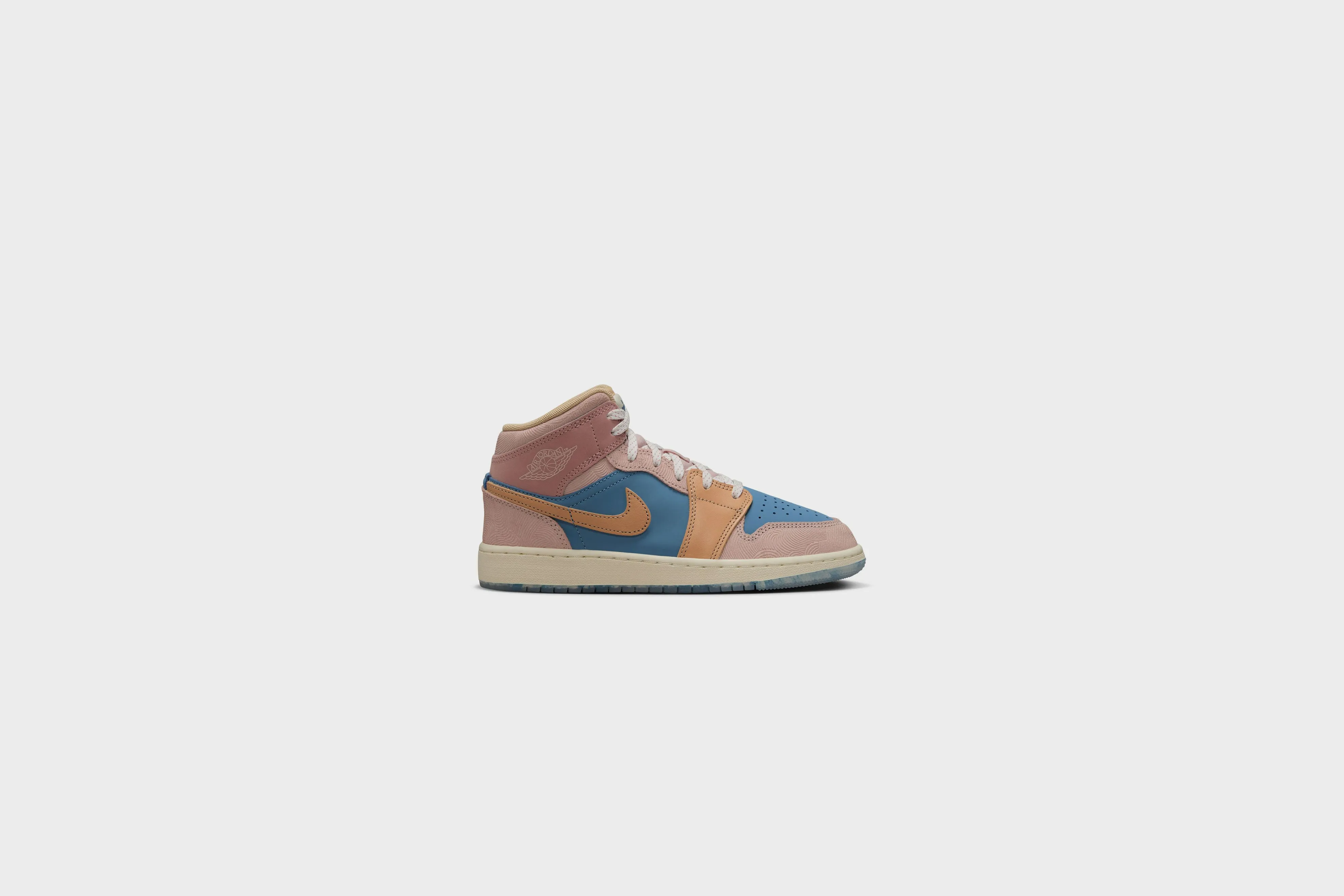 Air Jordan 1 Mid Sneaker School (GS) (Aegean Storm/Hemp-Pink Oxford)