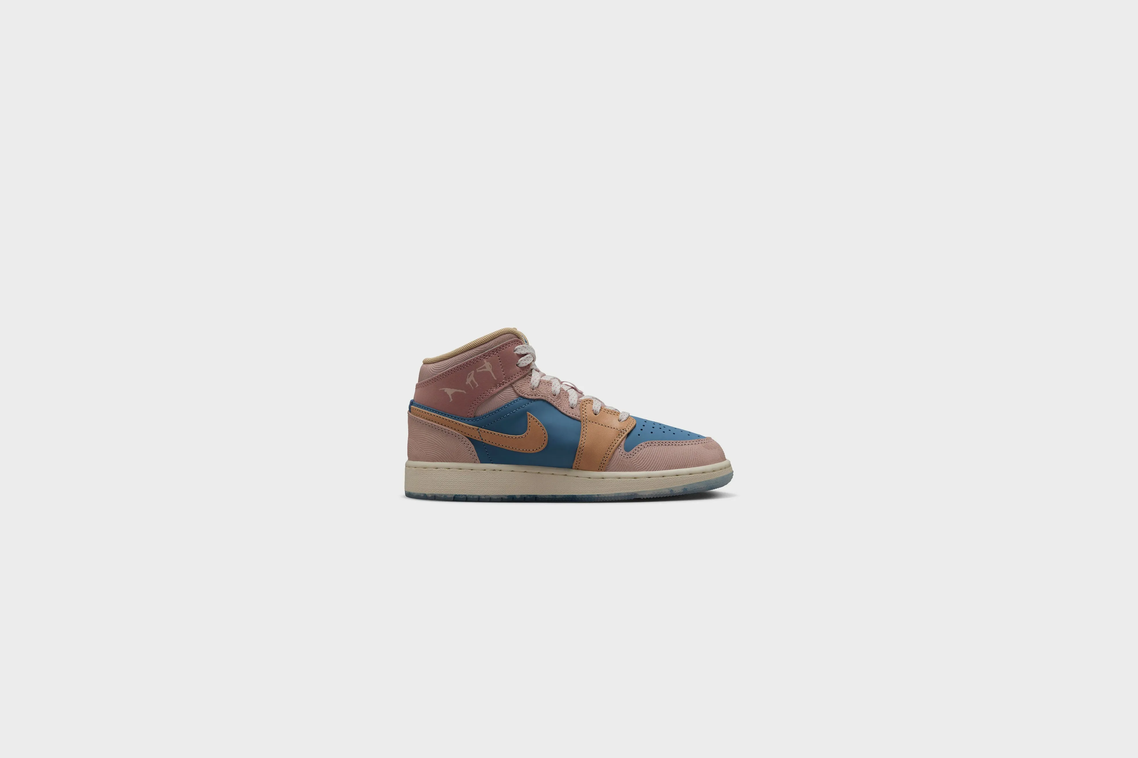 Air Jordan 1 Mid Sneaker School (GS) (Aegean Storm/Hemp-Pink Oxford)