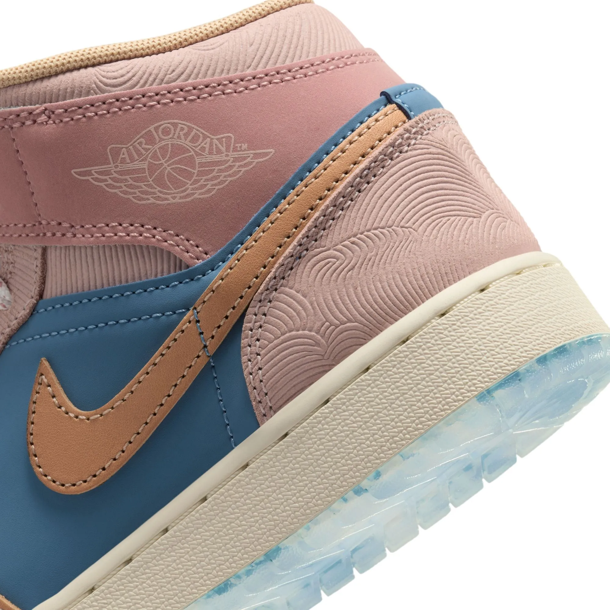 Air Jordan 1 Mid Sneaker School (GS) (Aegean Storm/Hemp-Pink Oxford)