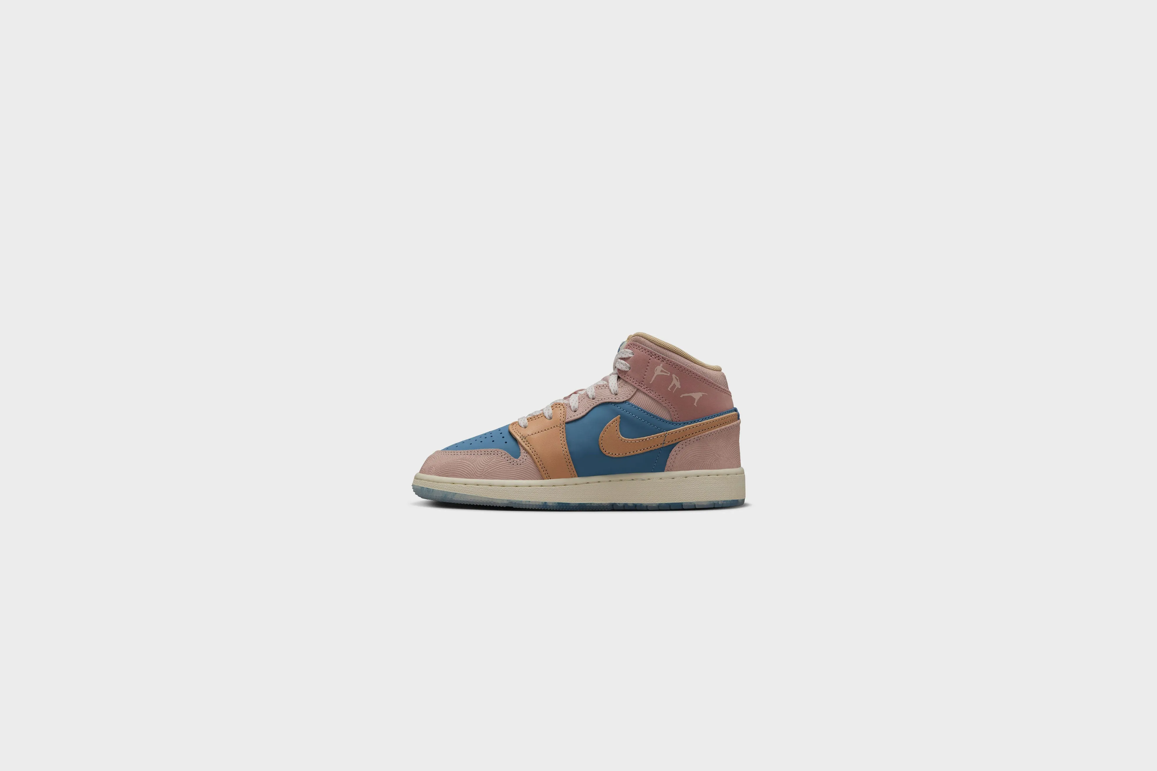 Air Jordan 1 Mid Sneaker School (GS) (Aegean Storm/Hemp-Pink Oxford)