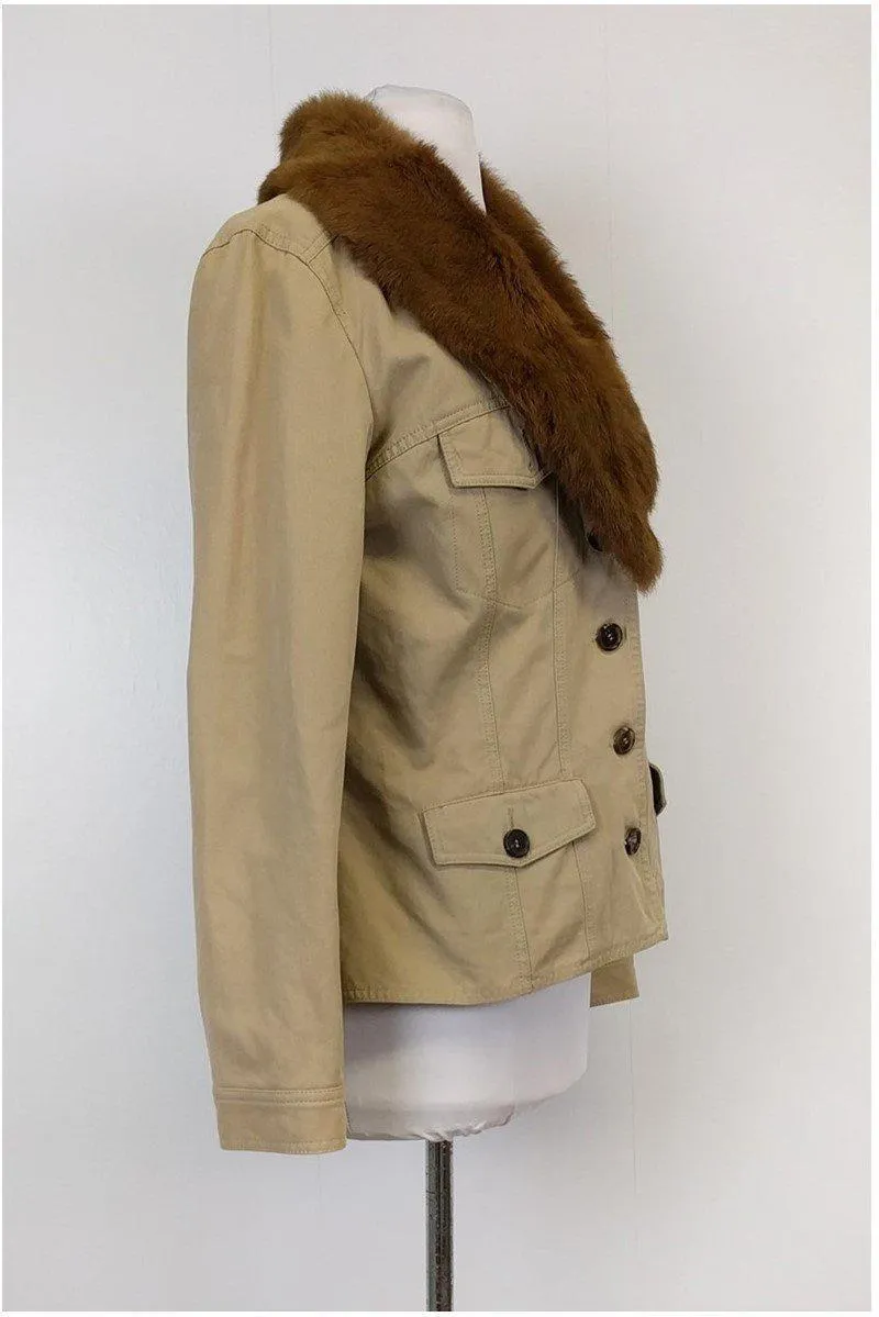 Alexander McQueen - Khaki Jacket w/ Fur Sz 8