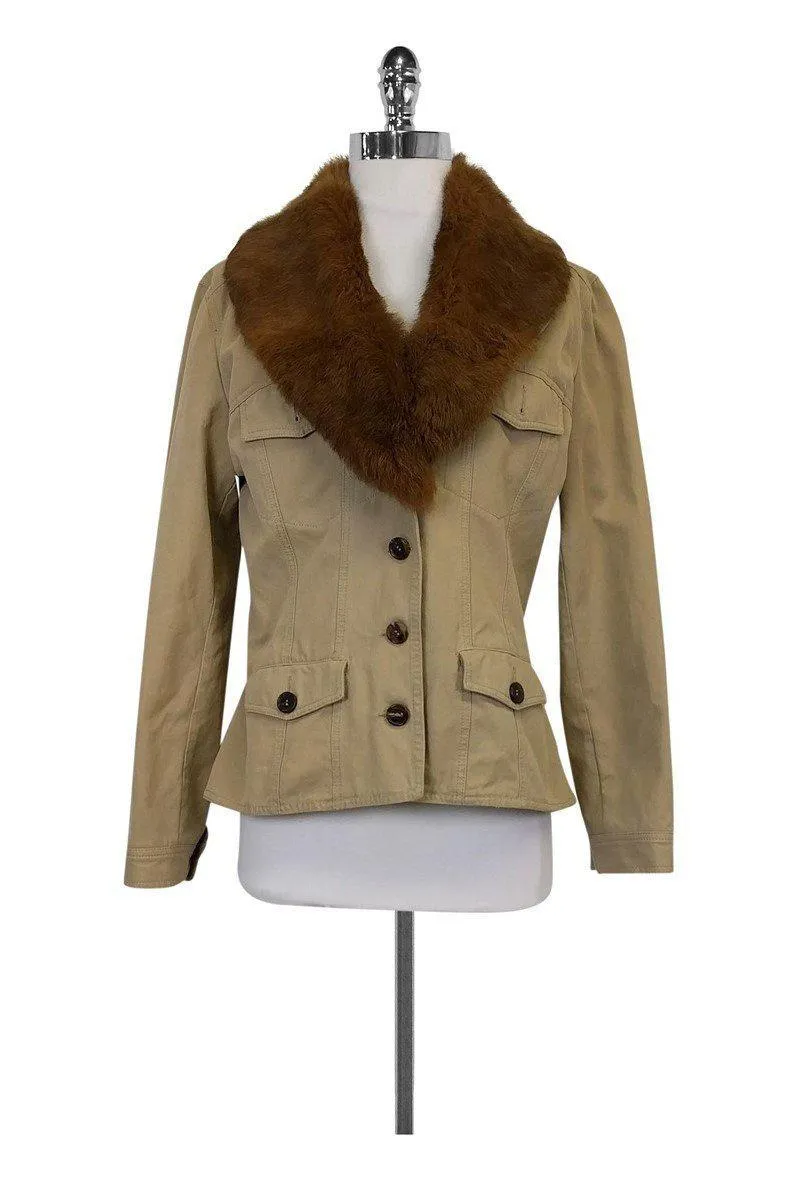 Alexander McQueen - Khaki Jacket w/ Fur Sz 8