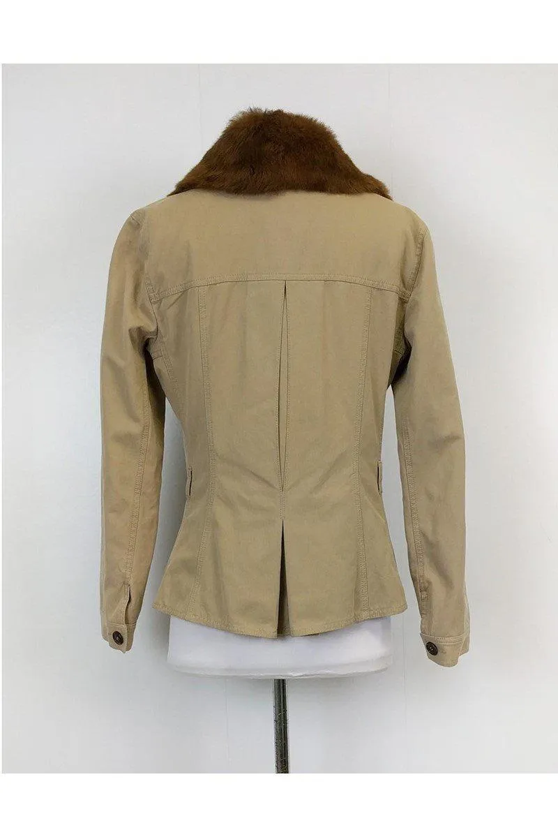 Alexander McQueen - Khaki Jacket w/ Fur Sz 8