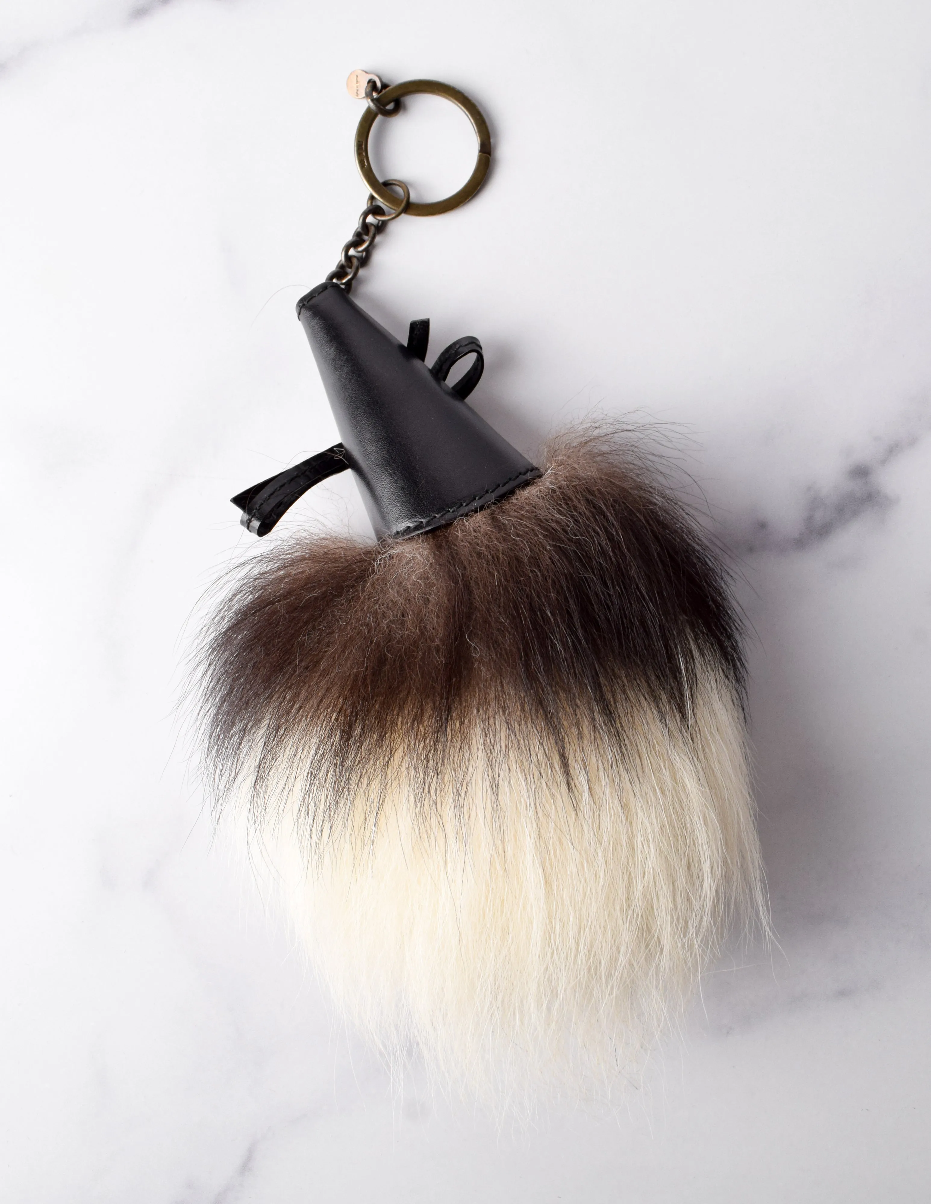 Alexander McQueen Vintage 2007 Fox Tail Leather Oversized Key Ring