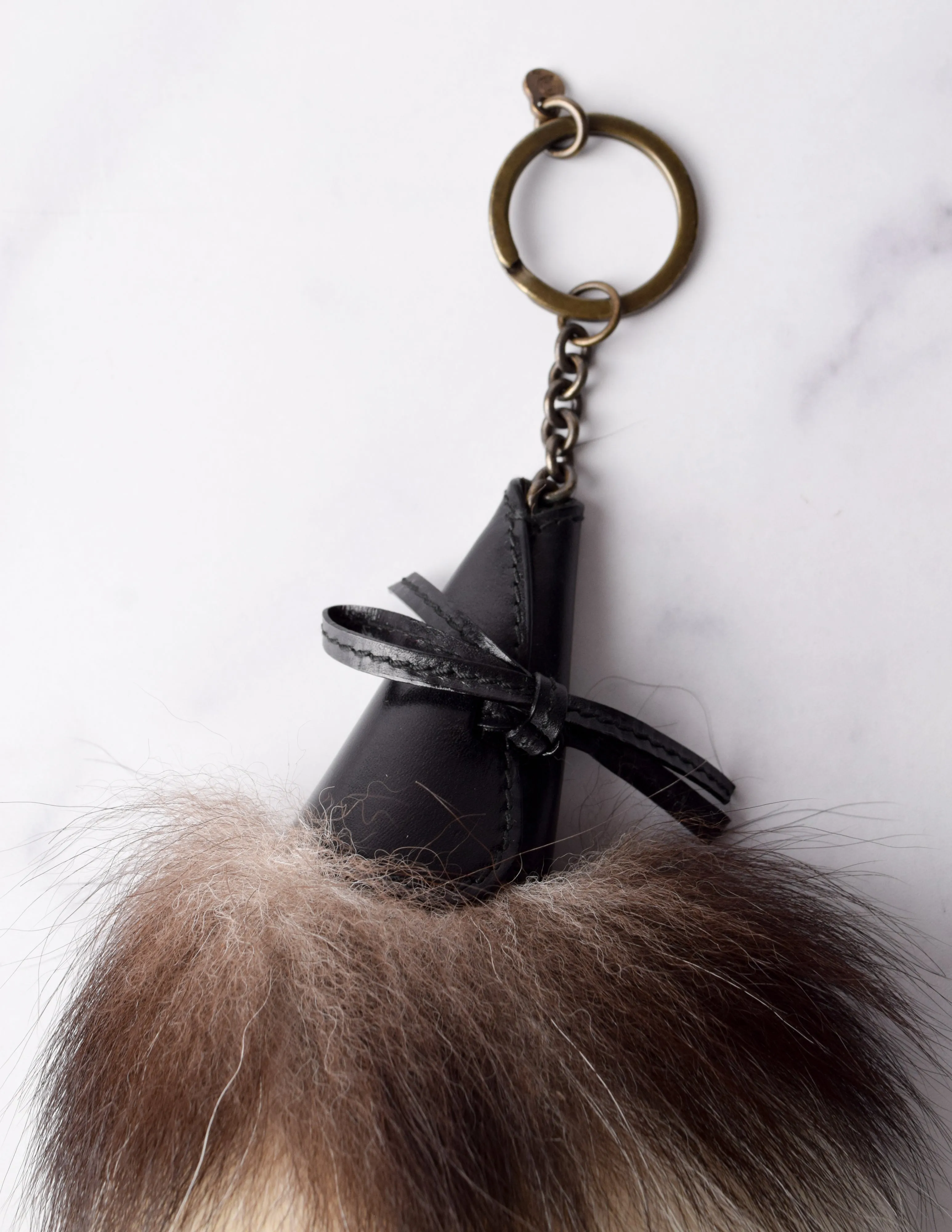 Alexander McQueen Vintage 2007 Fox Tail Leather Oversized Key Ring