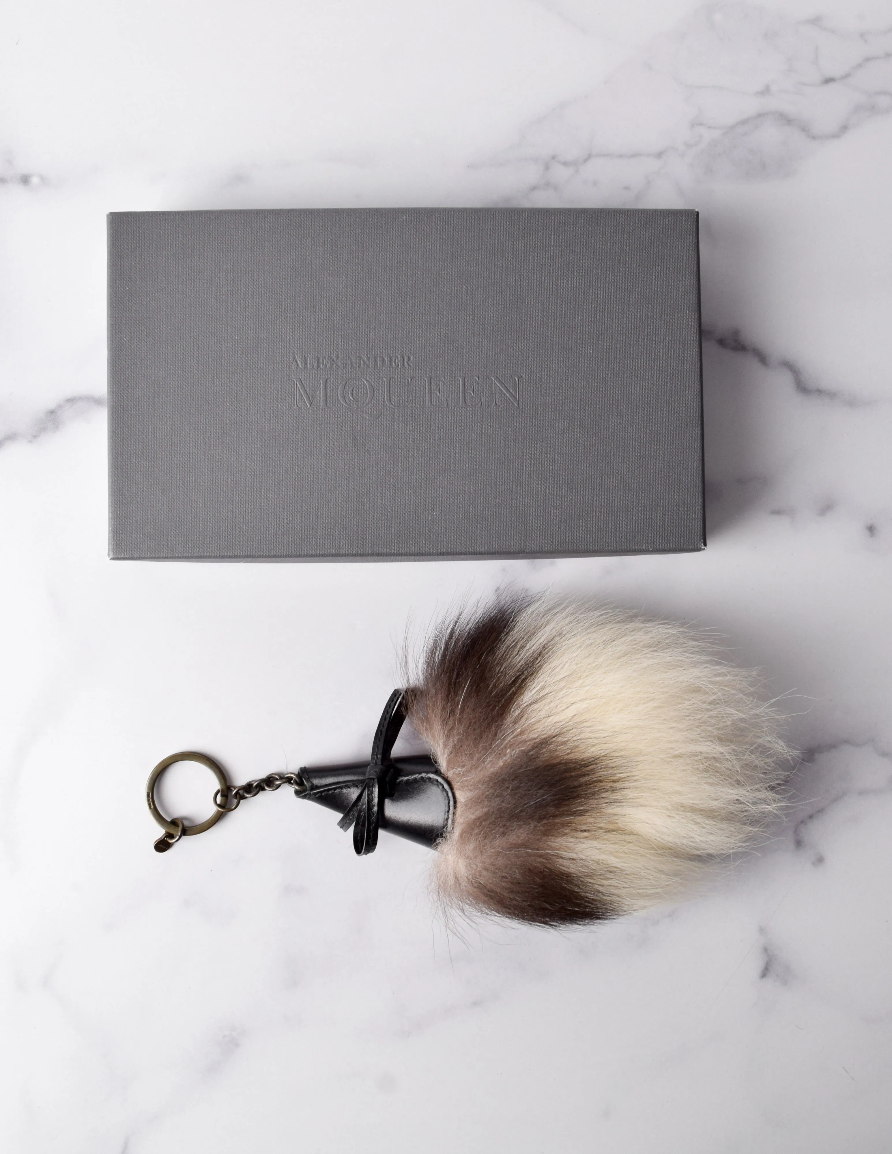 Alexander McQueen Vintage 2007 Fox Tail Leather Oversized Key Ring