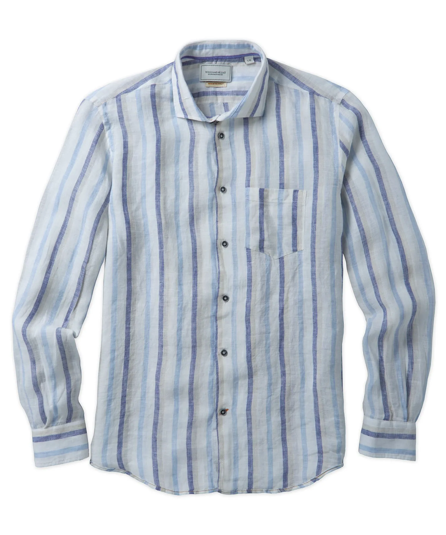 Amalfi Stripe Linen Long-Sleeve Sport Shirt