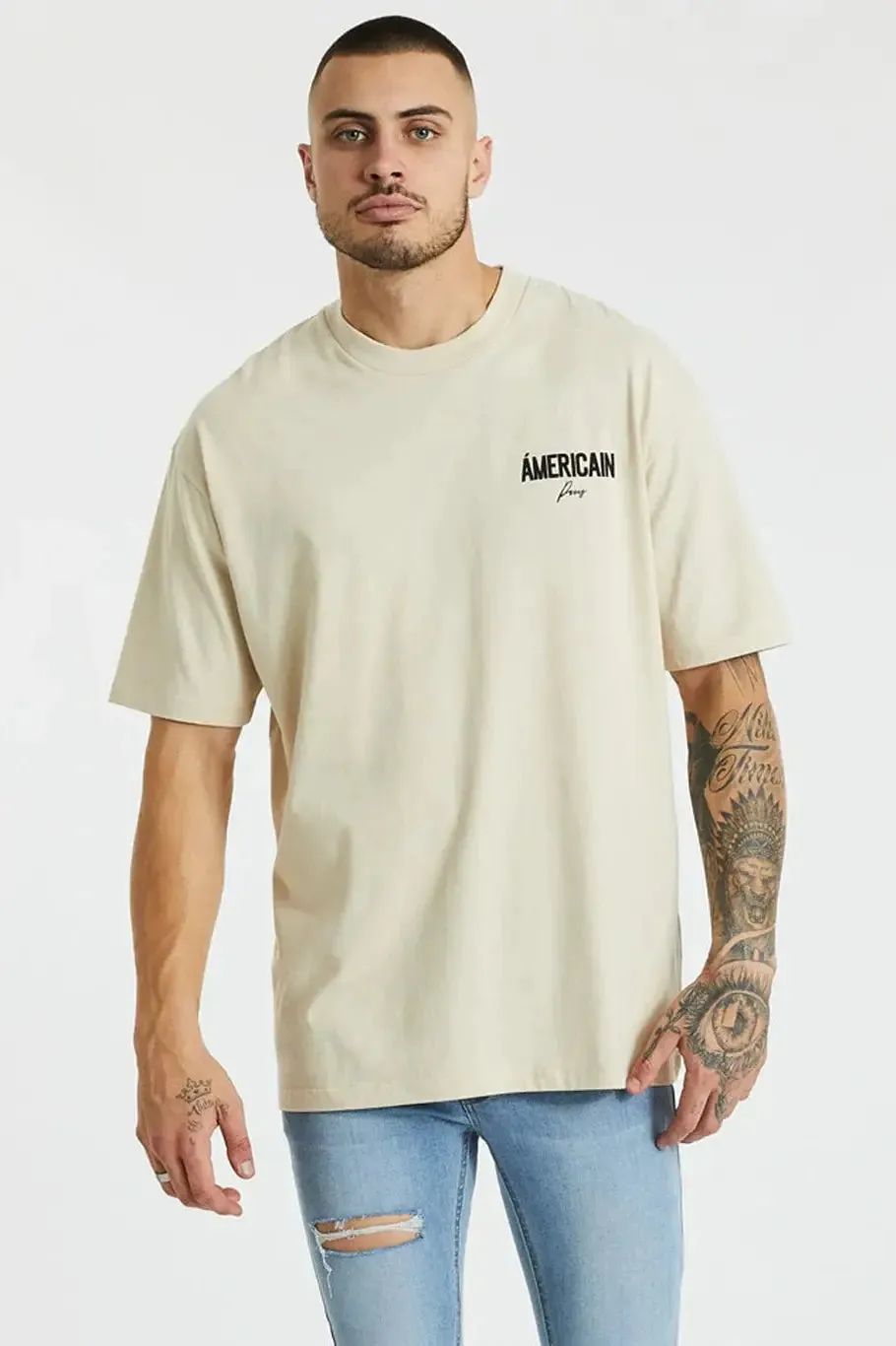 Americain alberton box fit tee - sand