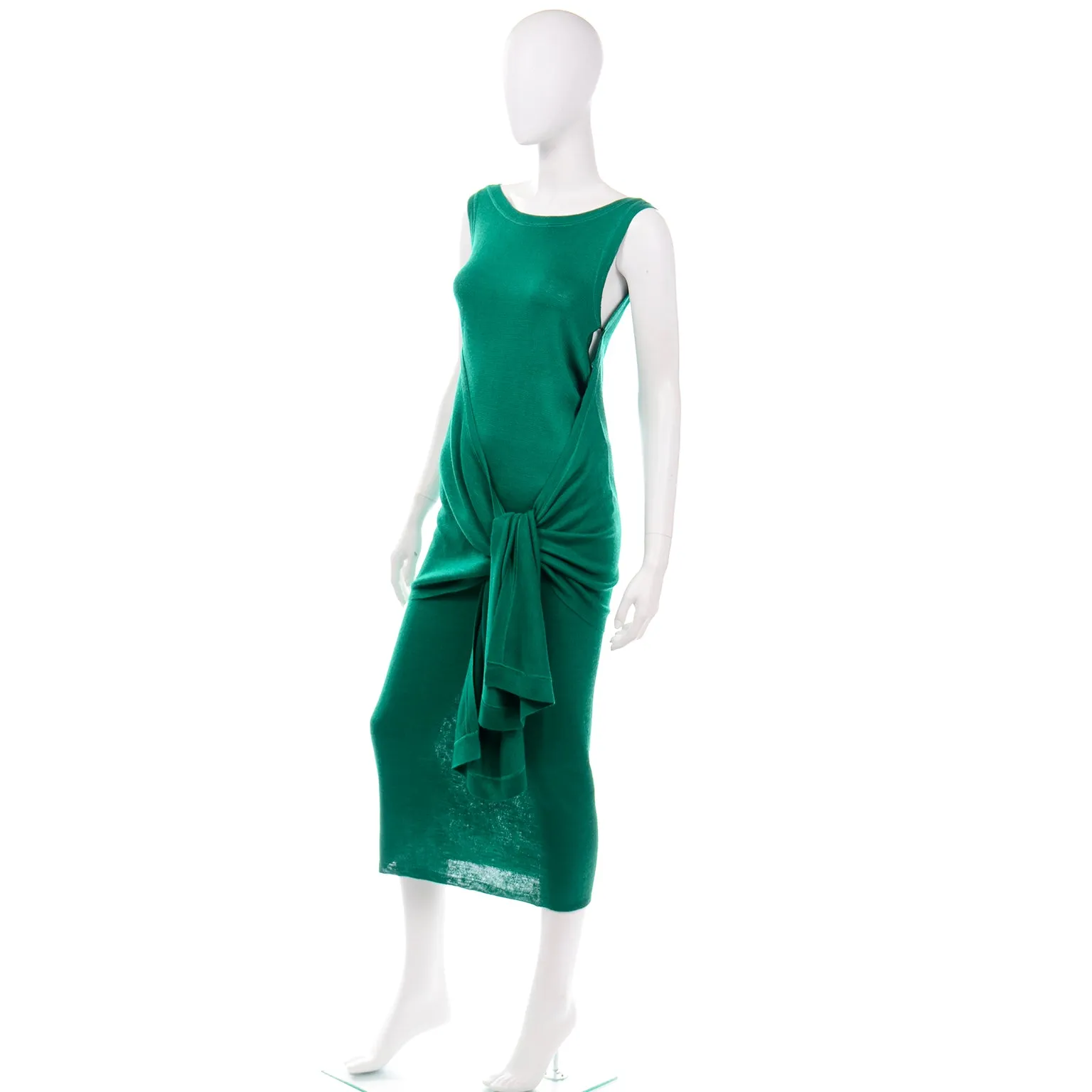 Angelo Tarlazzi Vintage Green Stretch Knit Sleeveless Dress