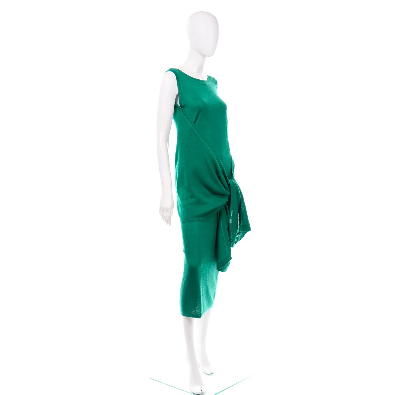 Angelo Tarlazzi Vintage Green Stretch Knit Sleeveless Dress