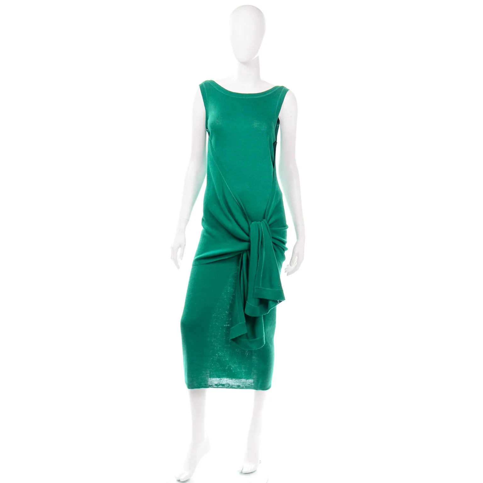 Angelo Tarlazzi Vintage Green Stretch Knit Sleeveless Dress