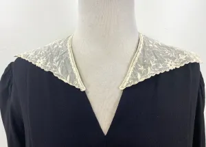 Antique Edwardian Cream Cotton Floral Embroidered Collar