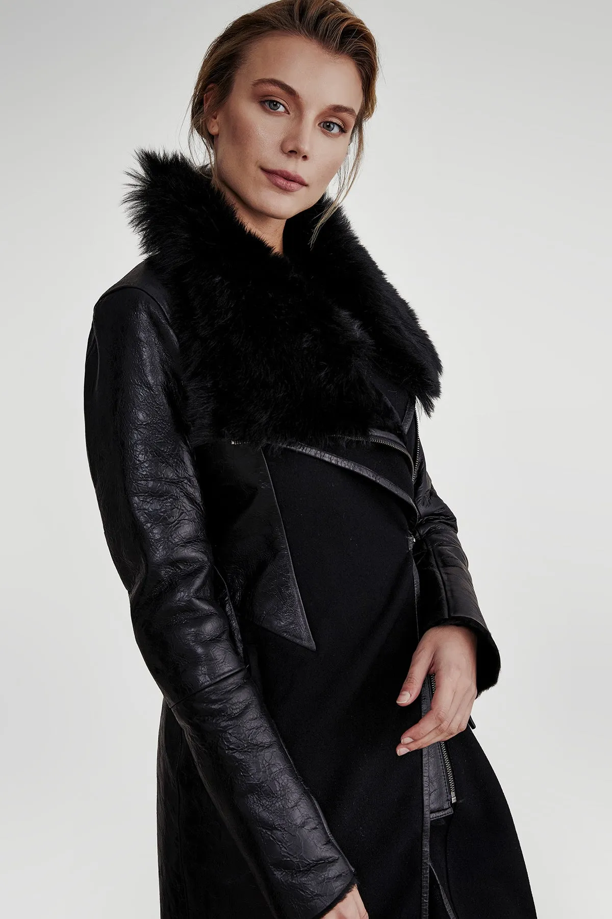 Ariel - Black Shearling Coat