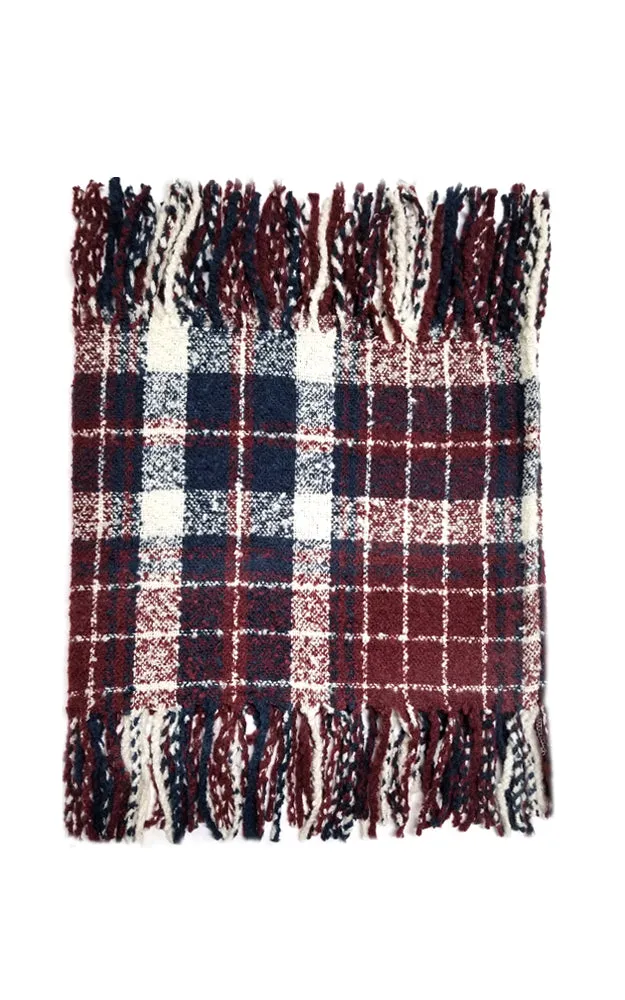 AS251 Multi Plaid Tassel Infinity Scarf