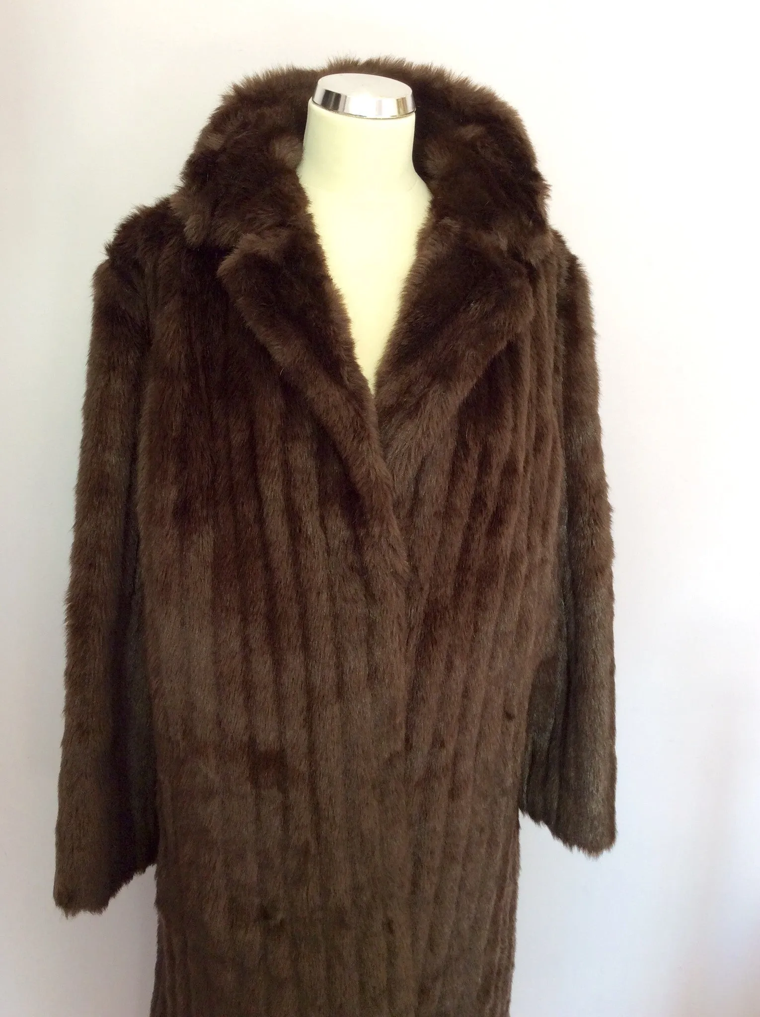 Astraka Dark Brown Faux Fur Coat Size M Approx.