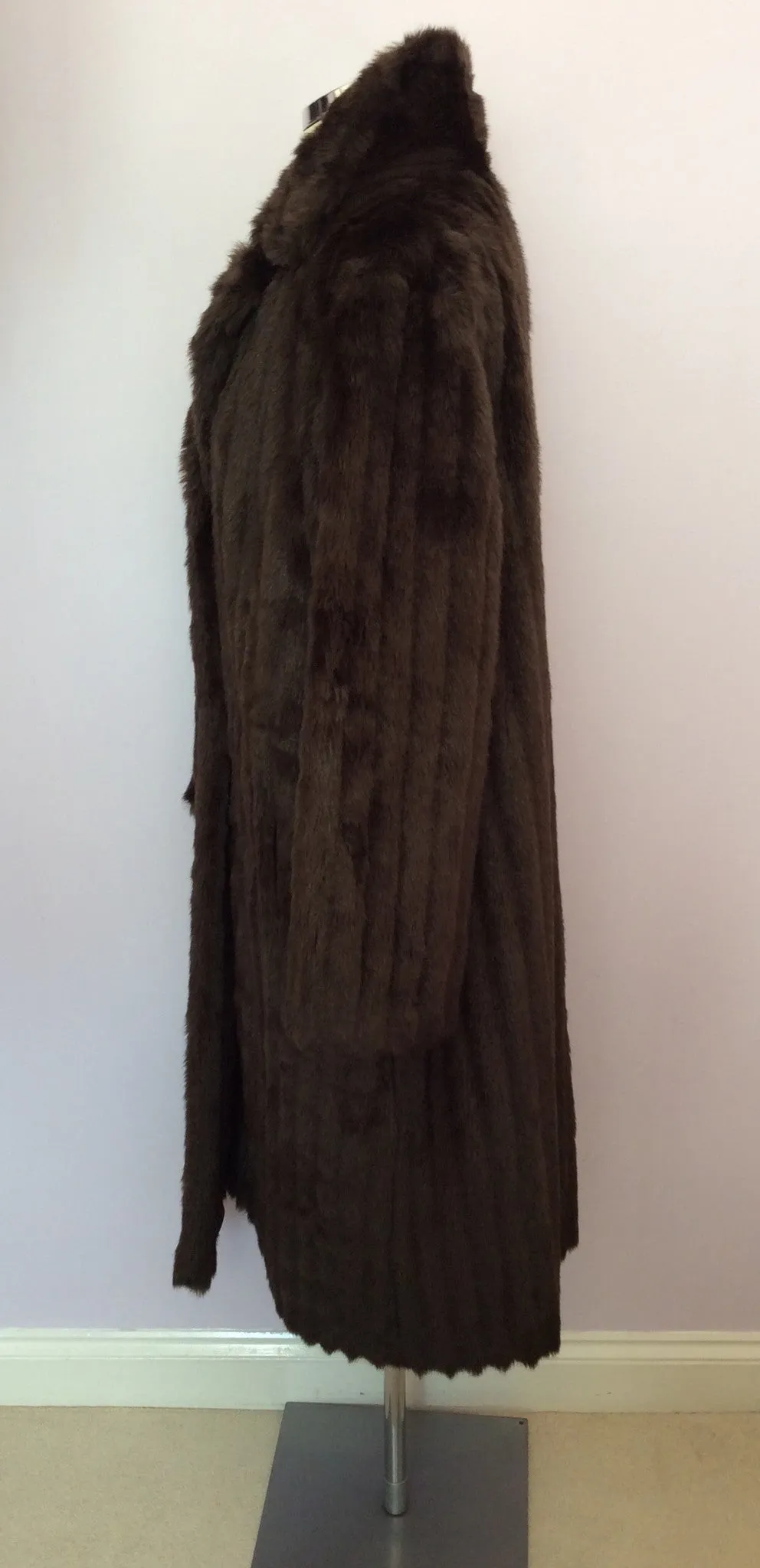 Astraka Dark Brown Faux Fur Coat Size M Approx.