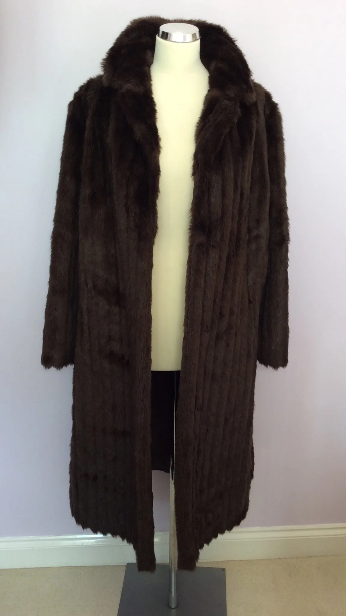 Astraka Dark Brown Faux Fur Coat Size M Approx.