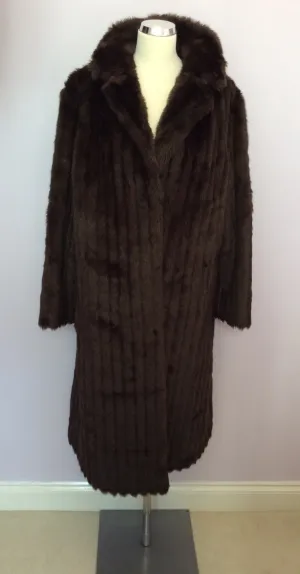 Astraka Dark Brown Faux Fur Coat Size M Approx.