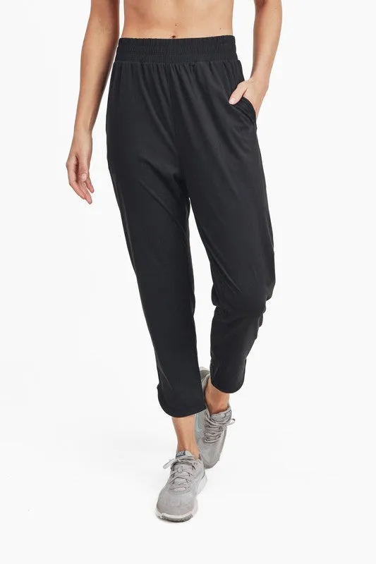 Athleisure Joggers with Curved Notch Hem