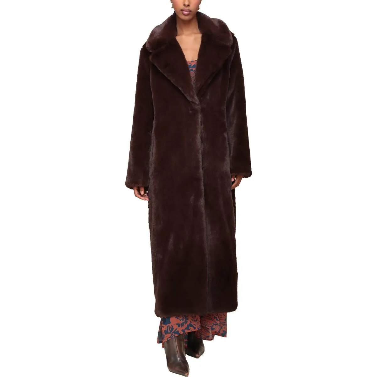 Avec Les Filles Womens Faux Fur Long Faux Fur Coat