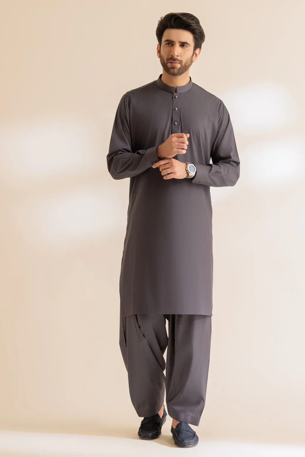 B-SAND-BLENDED-KURTA SHALWAR - (KSRS24-032) BIN 50 M8