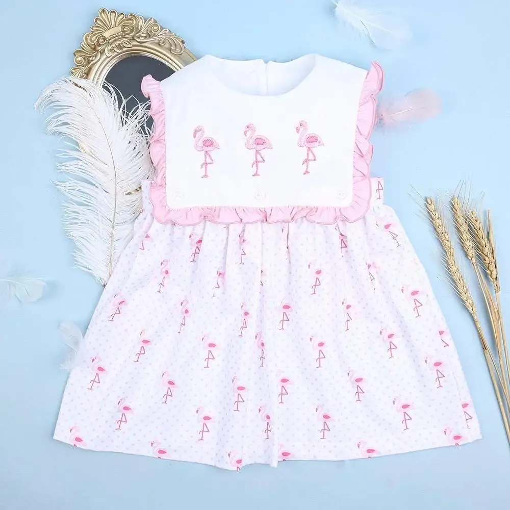 Babeeni Flamingo embroidery baby dress