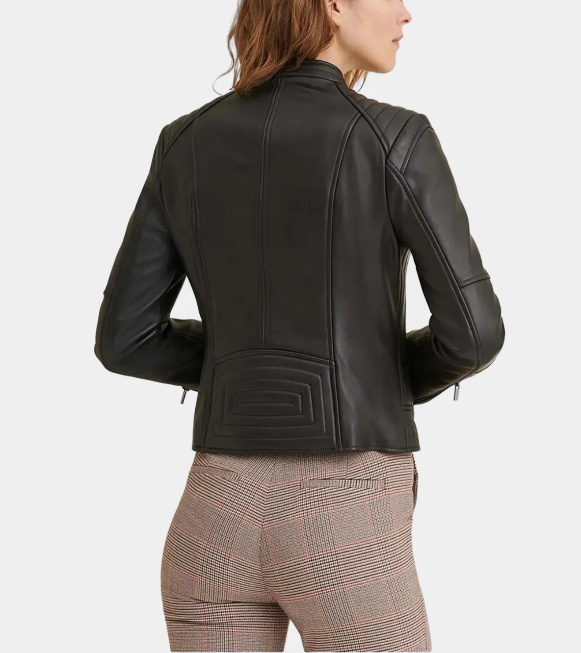 Ban Collar Women’s Leather Jacket