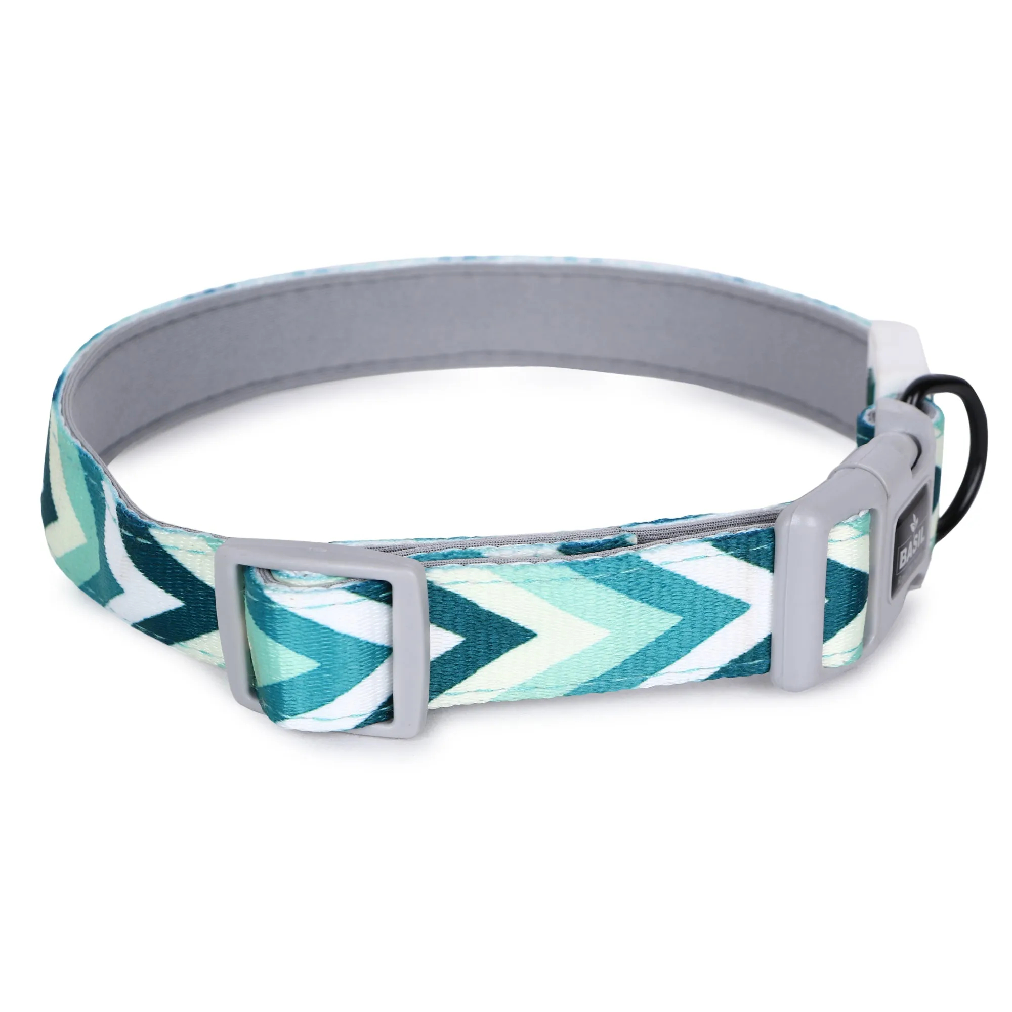 BASIL Zig-Zag Padded Adjustable Collar for Dogs & Puppies (Green)