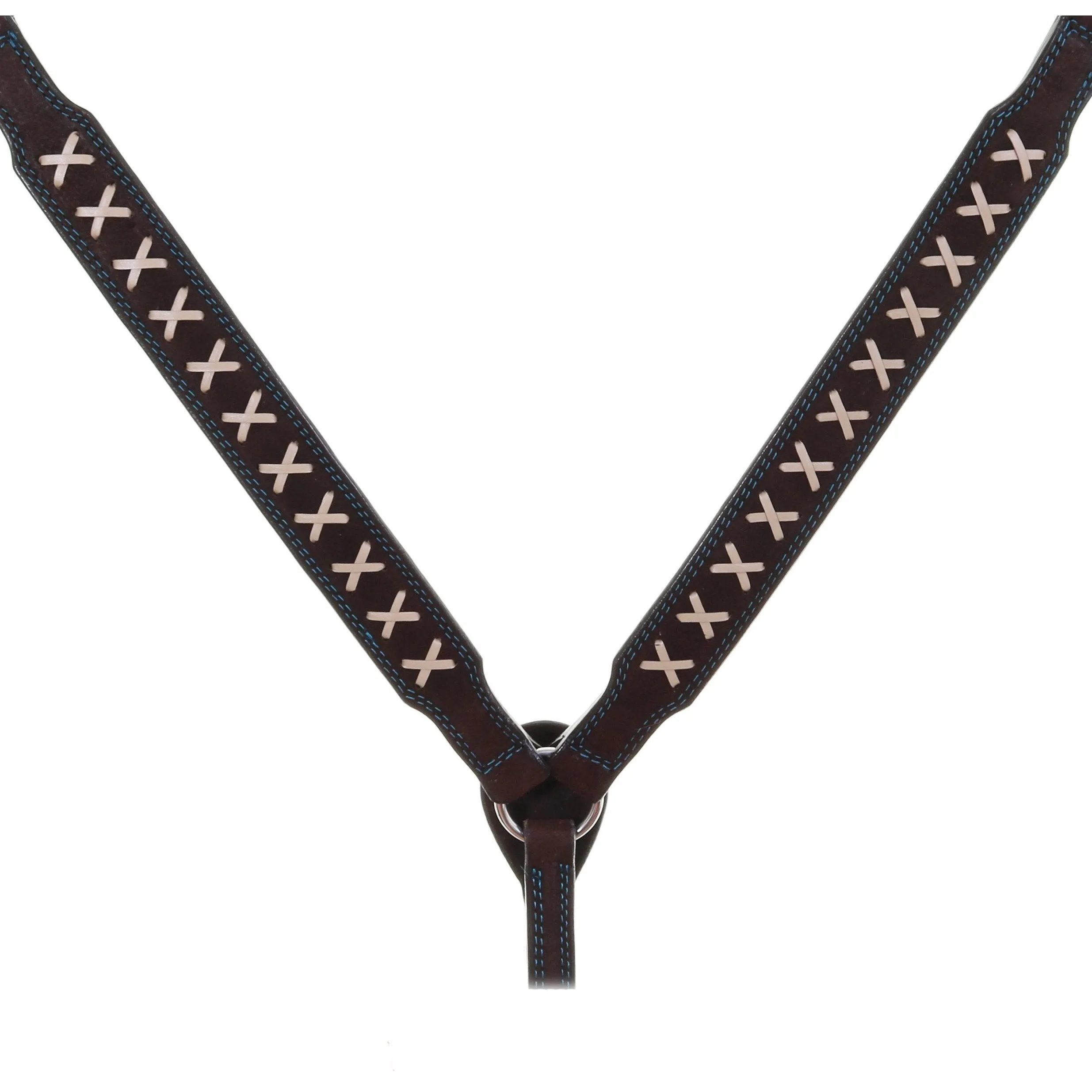 BC1048 - Brown Rough Out X Design Breast Collar