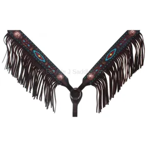 BC667 - Painted Southwest Design Fringe Breast Collar