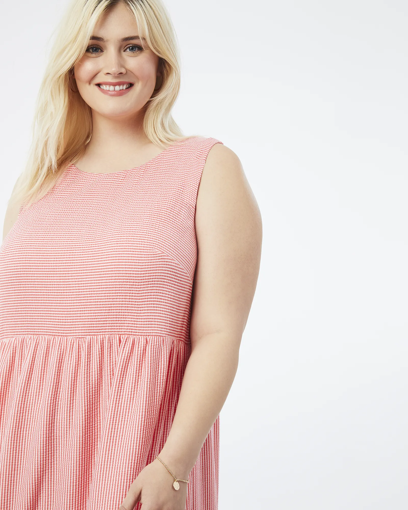 Becky Swing Dress | Coral / White