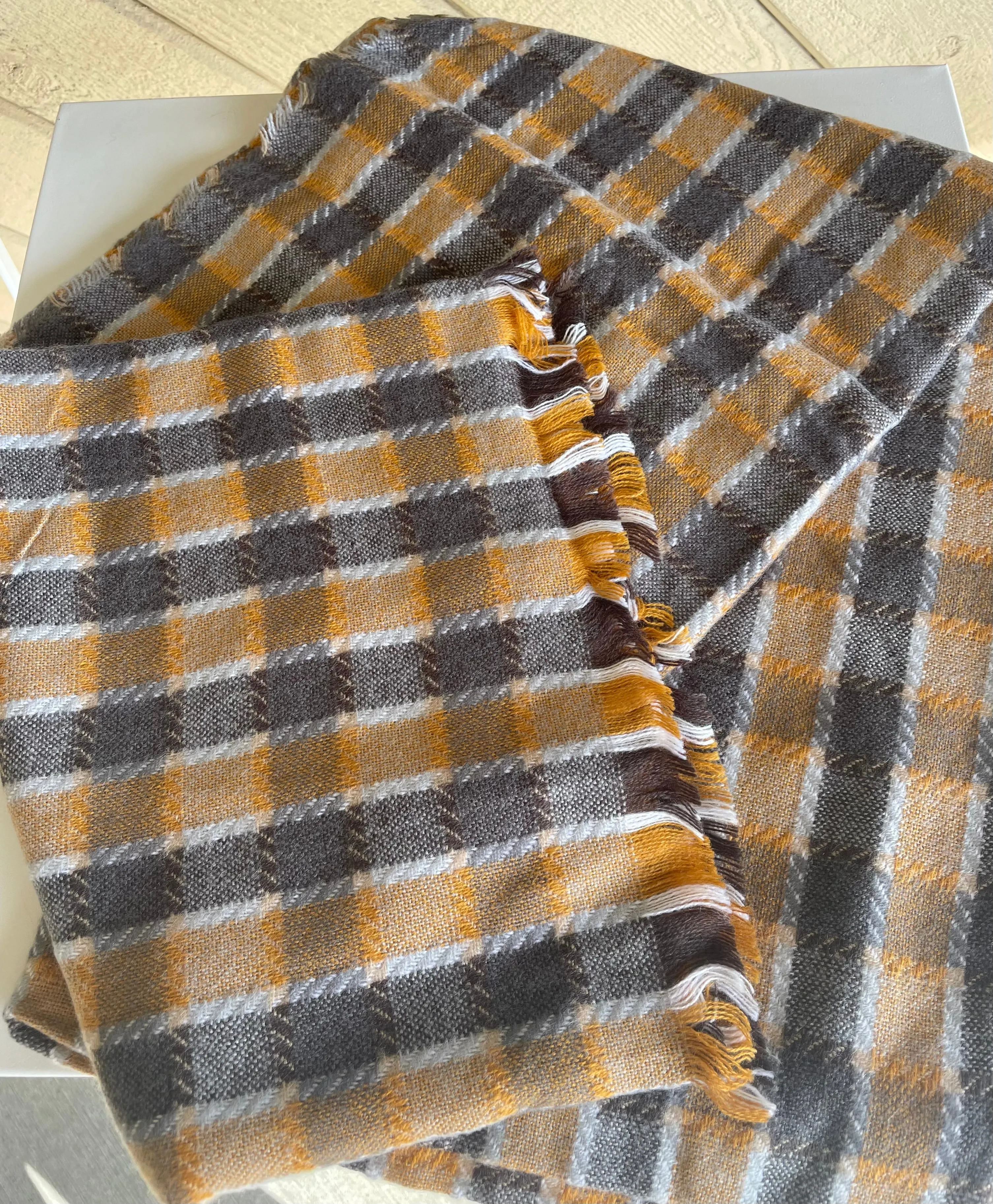 Black & Mustard Checkered Scarf