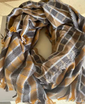 Black & Mustard Checkered Scarf