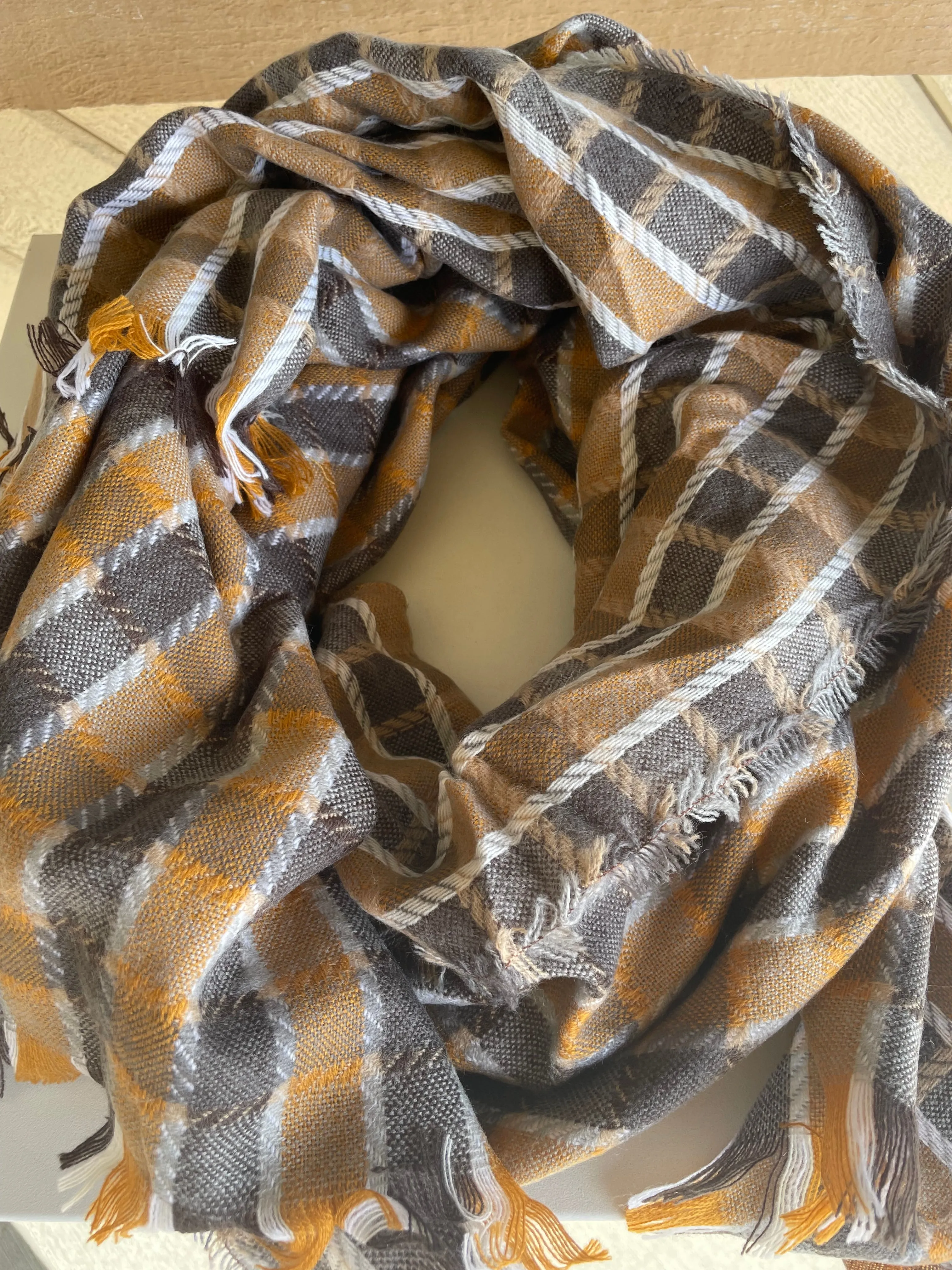 Black & Mustard Checkered Scarf