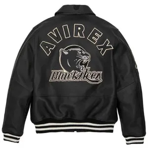 Black Avirex Bomber Leather Jacket