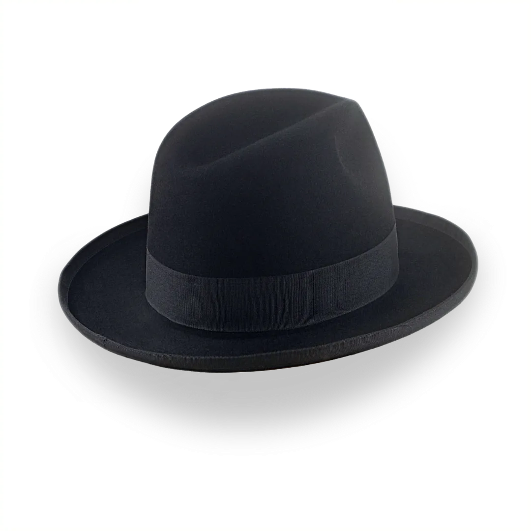 Black Homburg Fedora Hat with Classic Design | The Aerolithe