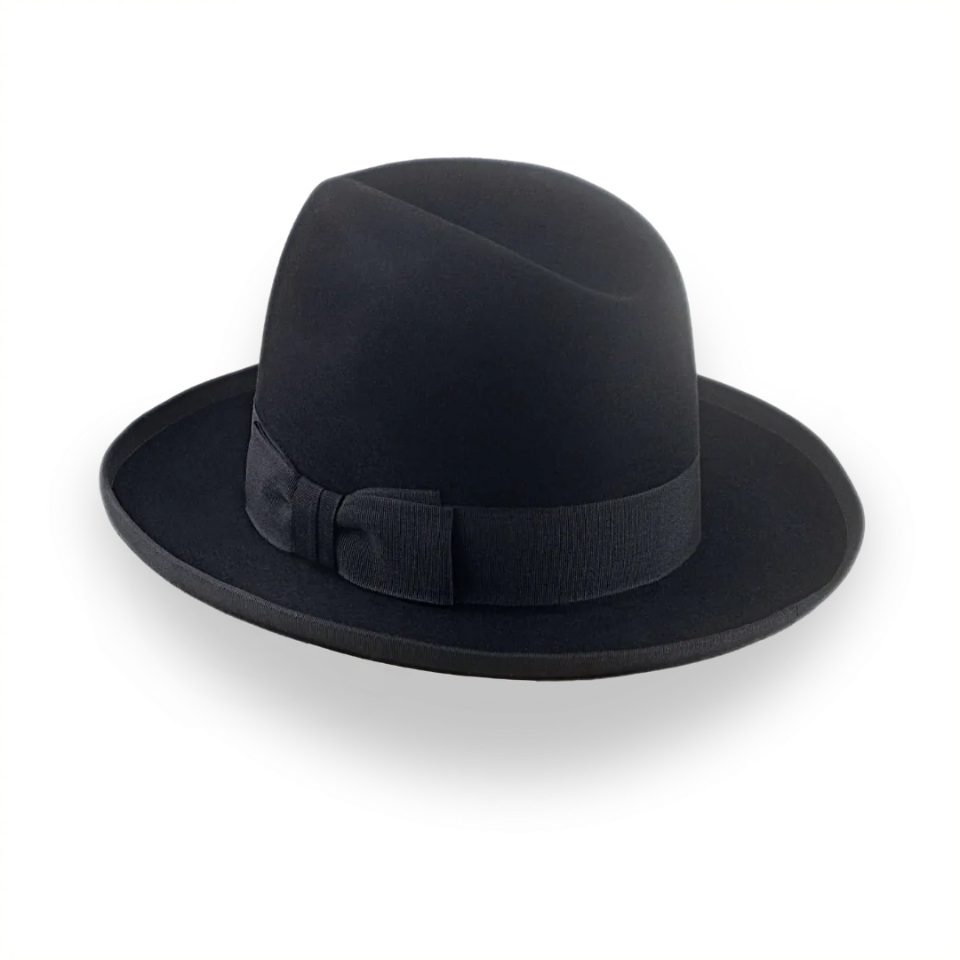 Black Homburg Fedora Hat with Classic Design | The Aerolithe