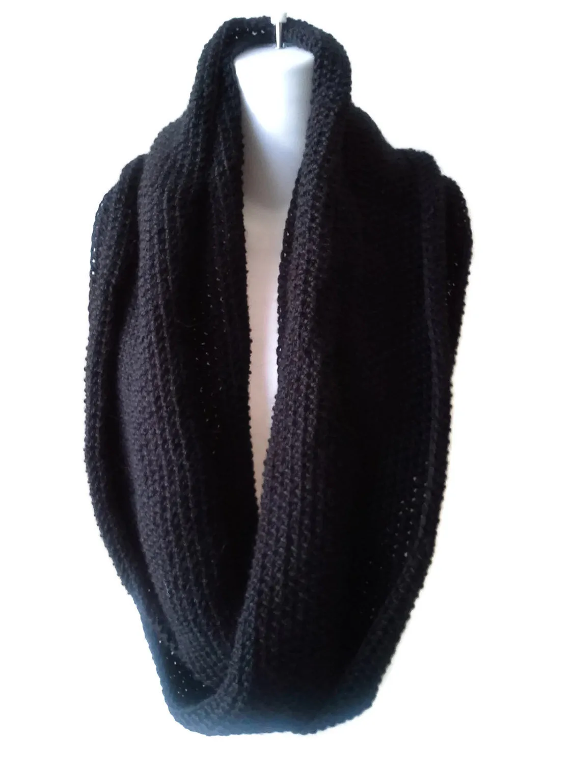 Black Pure Alpaca Infinity Scarf