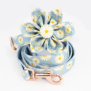 Blue Daisy Flower Collar Leash Set | Personalized ID Collars