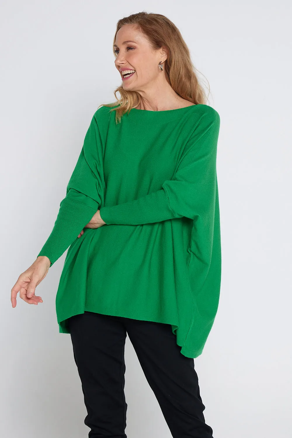 Button Back Knit Jumper - Emerald