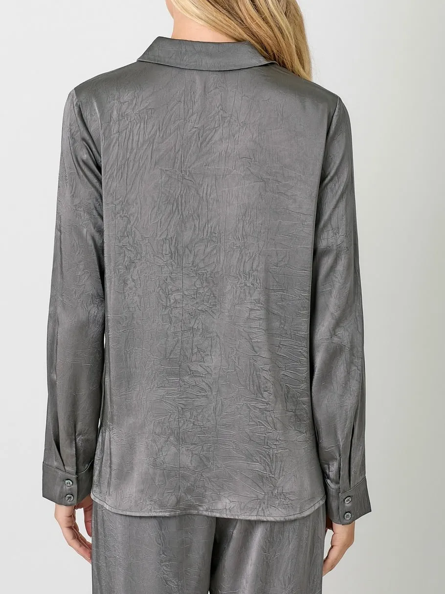 Buttondown Twist Bottom Top - Charcoal