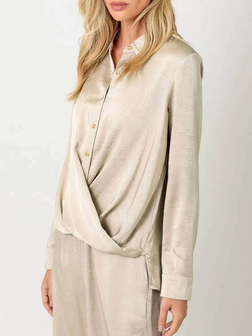 Buttondown Twist Bottom Top - Sand